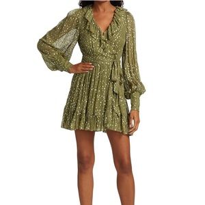 Zimmermann Metalic Ruffle Mini Wrap Dress